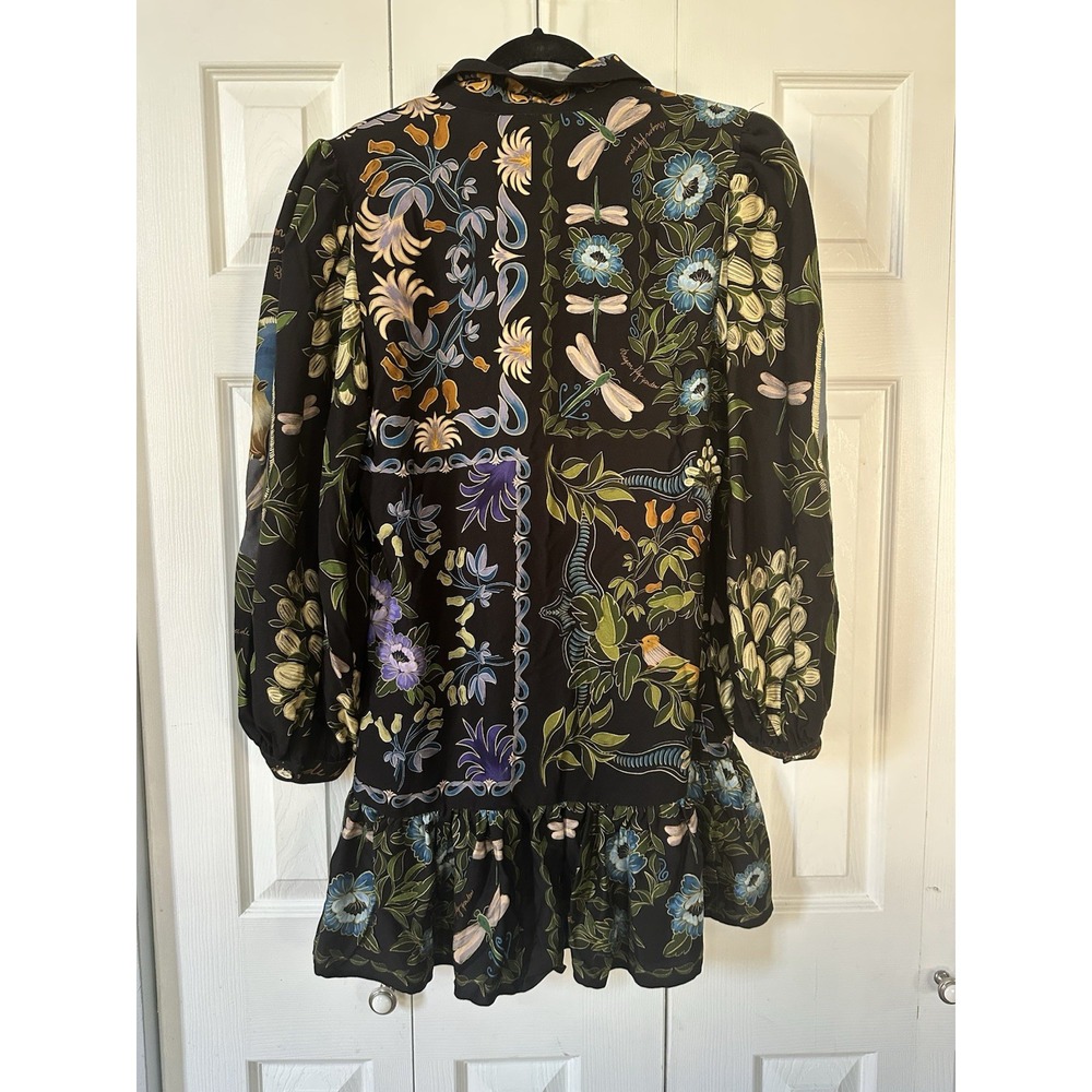 Farm Rio Sz L Black Winter Garden Mini Dress NWT Quiet Luxury - Picture 7 of 7
